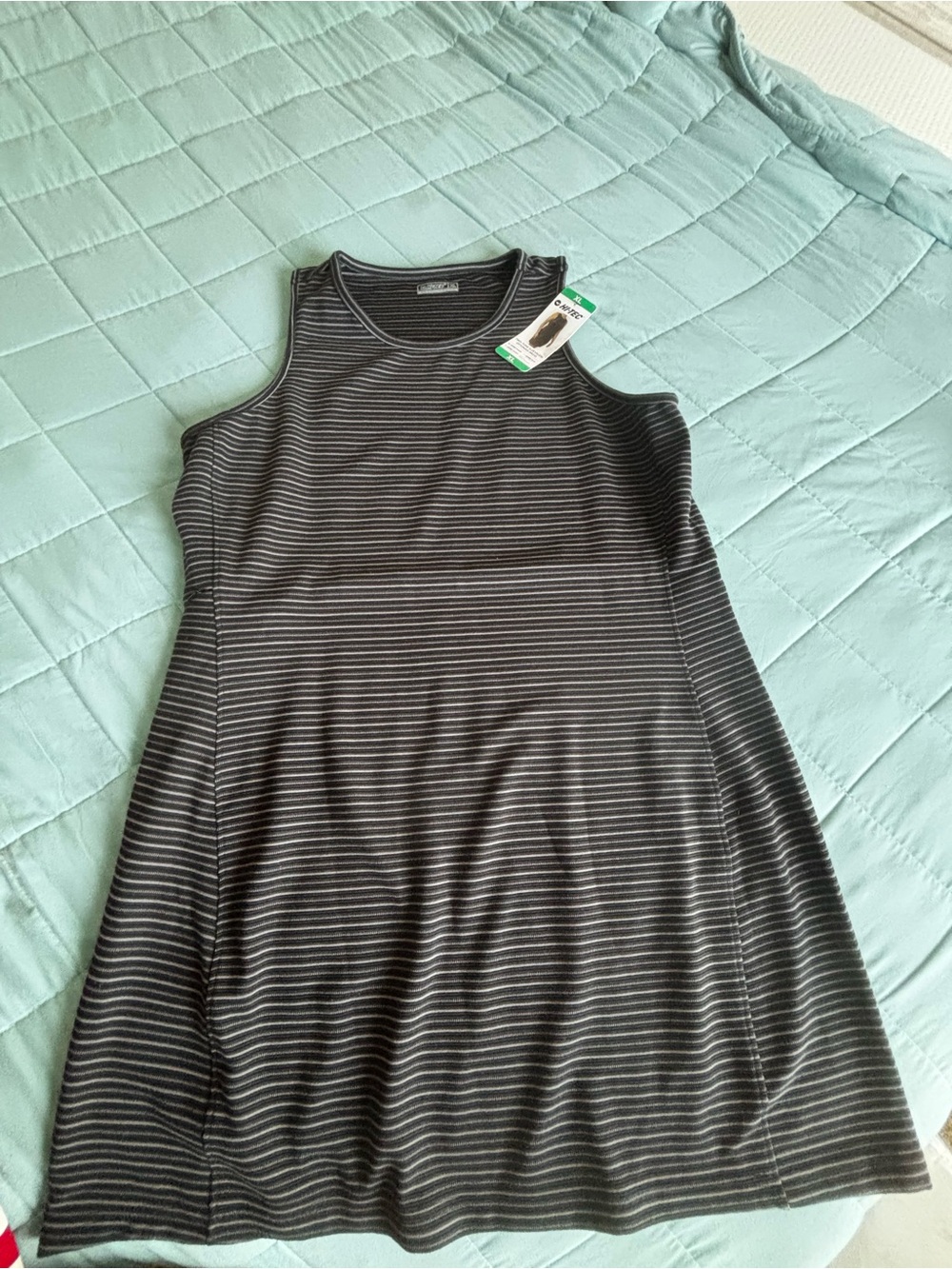 Hi-Tec Black and Gray Striped Sleeveless A-Line Dress